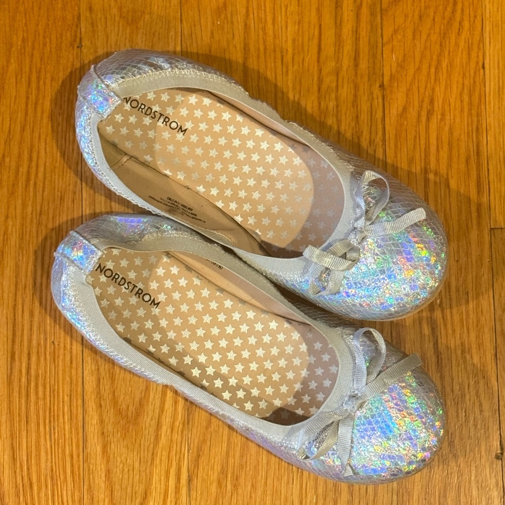 Nordstrom Holographic Silver Ballet Flats
